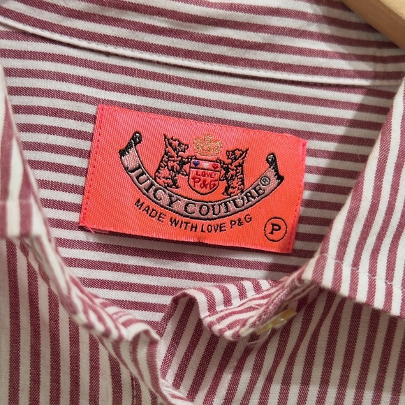 Y2K Vintage Juicy Couture Pink and White Long Sleeve Shirt - Picture 5 of 7